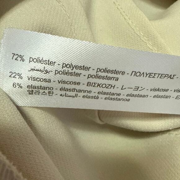 Zara Beige Pleated High Waisted Khaki Chino Straight Trouser Dress Pants Size S - Picture 5 of 5